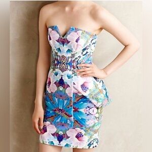 Anthropologie Finders Keepers Blue Pink Mini Pencil Dress